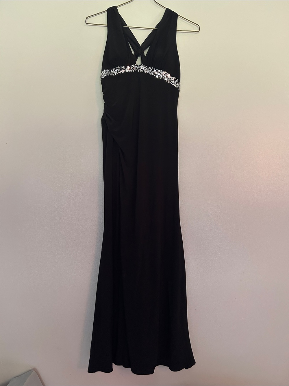 Black Evening Gown with Crystal Embellishment